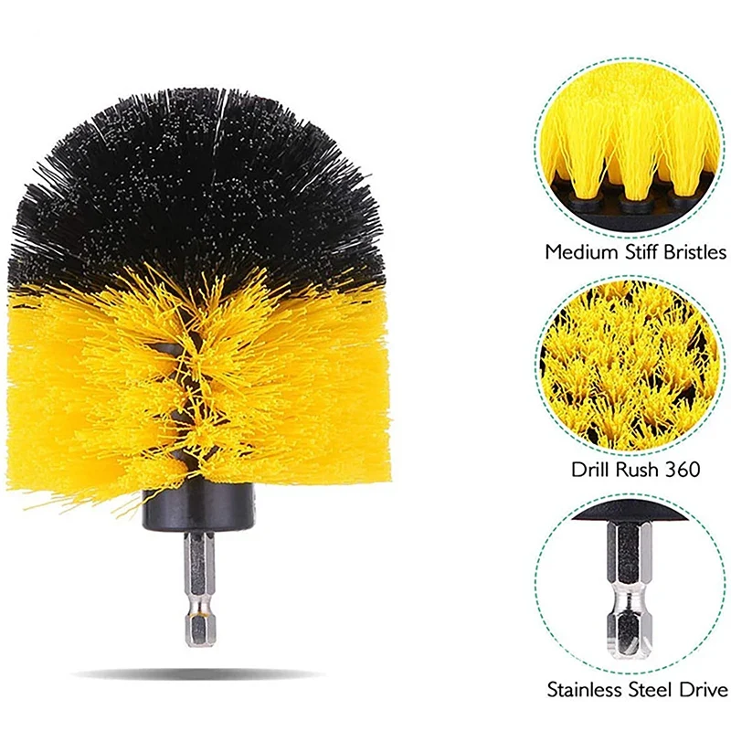 Electric Scrubber Grill Brush Kit 2/3.5/4'' Power Cleaning Brush for Car Bathroom Floor, Tub Shower Grout Nylon Attachments