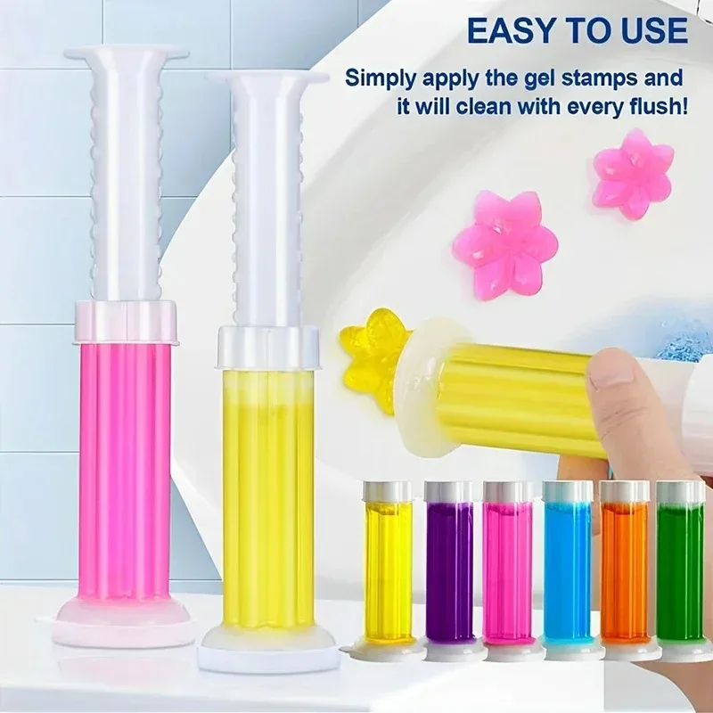 1-10Pcs Flower Gel Stamp Toilet Cleaner Air Freshener Bathroom Toilet Cleaning Gel Needle Design Fragrance Deodorant Supplies