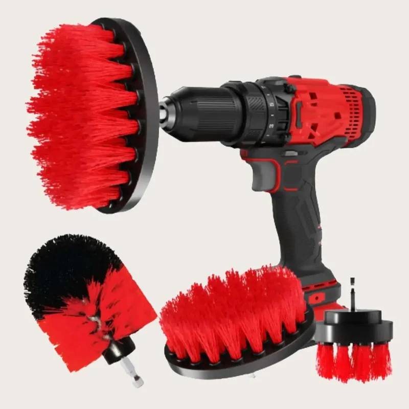 3Pcs/Set Electric Scrubber Brush Drill Brush Kit Plastic Round Cleaning Brush for Carpet Glass Car Tires Nylon Brushes
