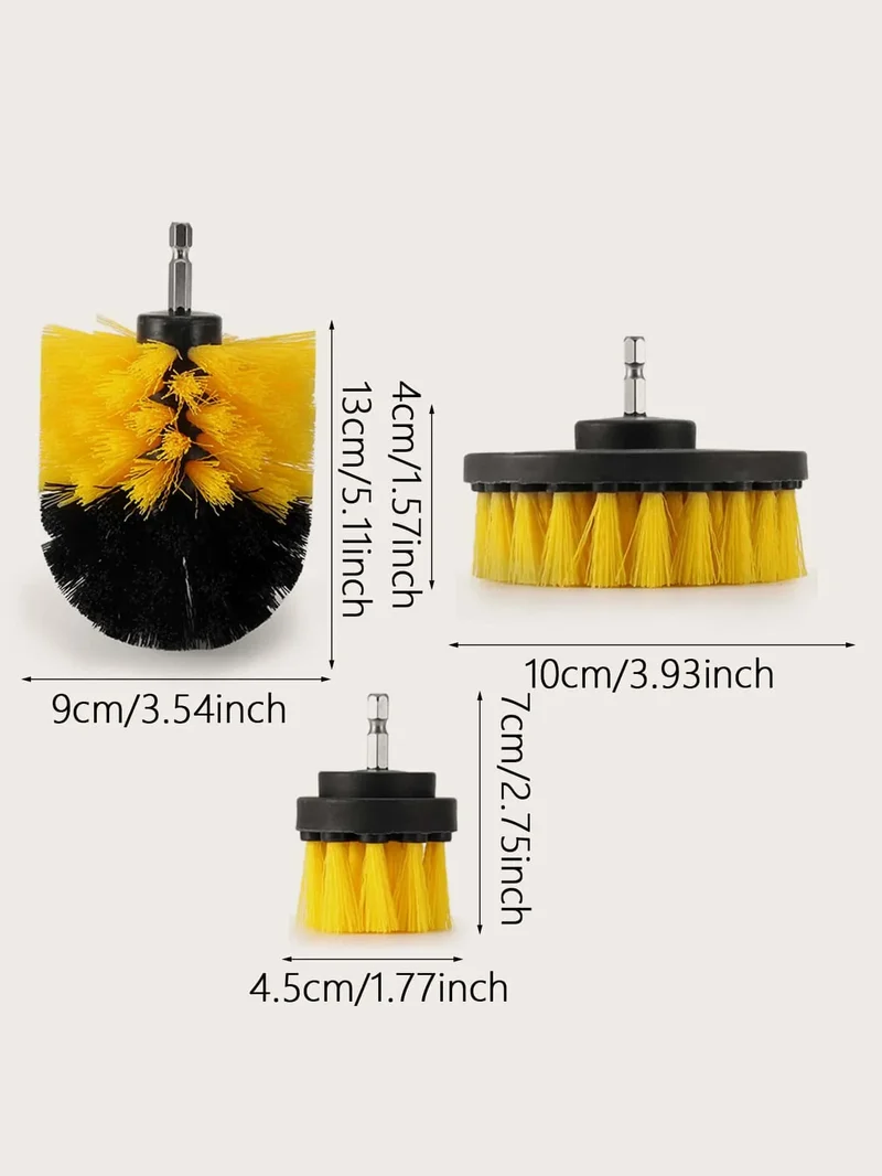 3Pcs/Set Electric Scrubber Brush Drill Brush Kit Plastic Round Cleaning Brush for Carpet Glass Car Tires Nylon Brushes
