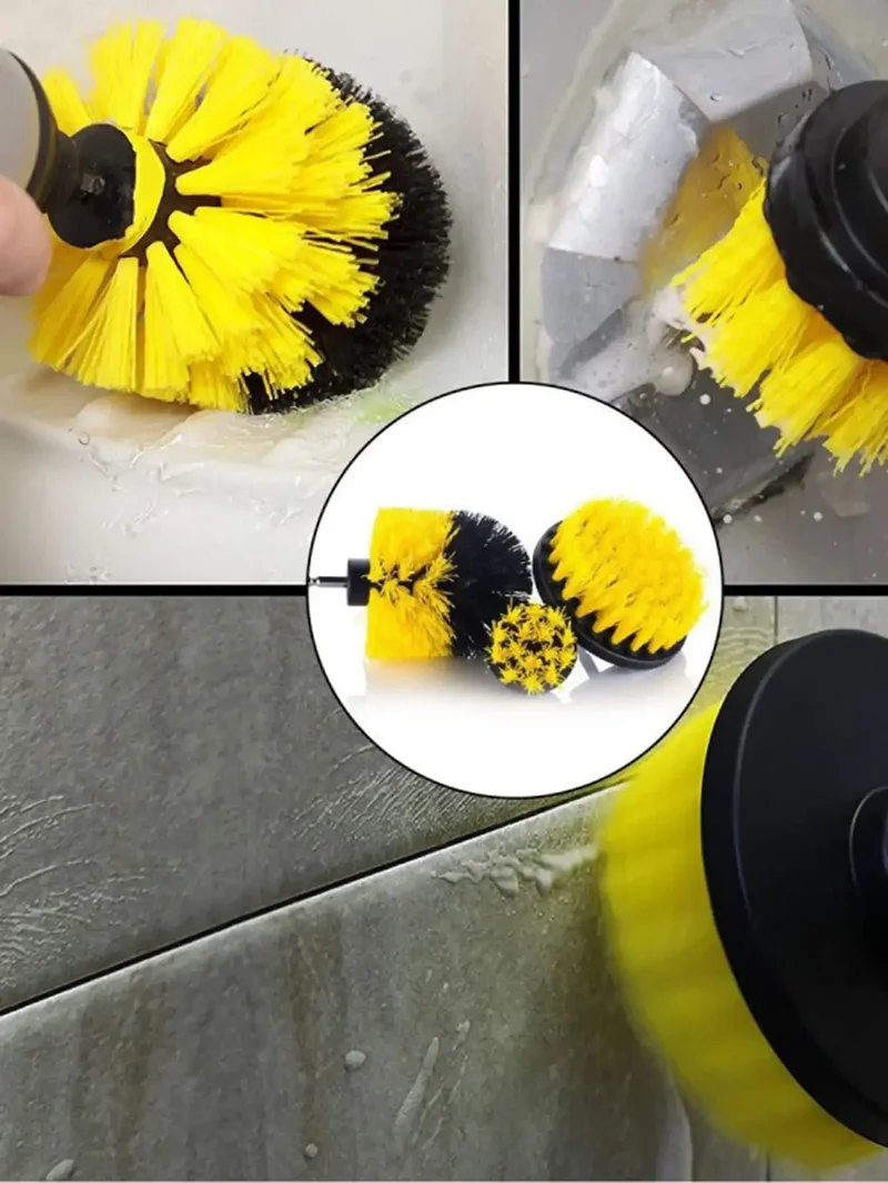 3Pcs/Set Electric Scrubber Brush Drill Brush Kit Plastic Round Cleaning Brush for Carpet Glass Car Tires Nylon Brushes