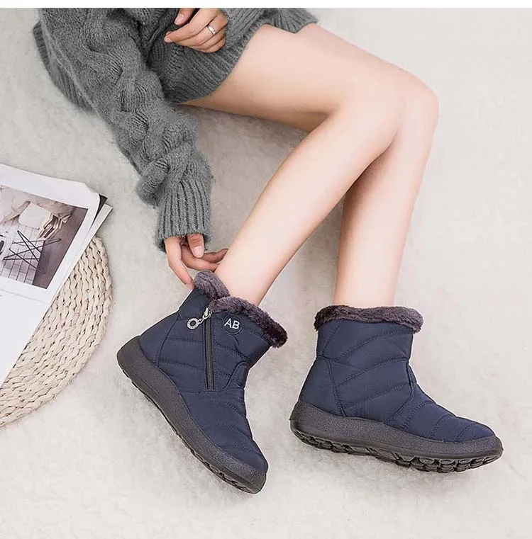 Snow Women Boots Comfortable Women's Boots Waterproof Women Shoes Zipper Shoes Woman Soft Fur Women's Winter Boots Botas Mujer