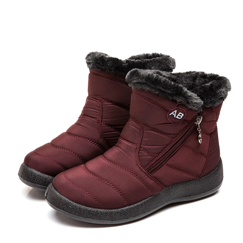 Snow Women Boots Comfortable Women's Boots Waterproof Women Shoes Zipper Shoes Woman Soft Fur Women's Winter Boots Botas Mujer
