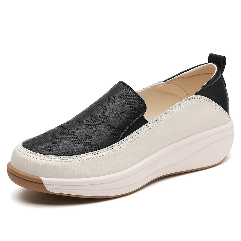 New women's 43 casual shoes, 100% genuine leather breathable and fashionable leather shoes for walking