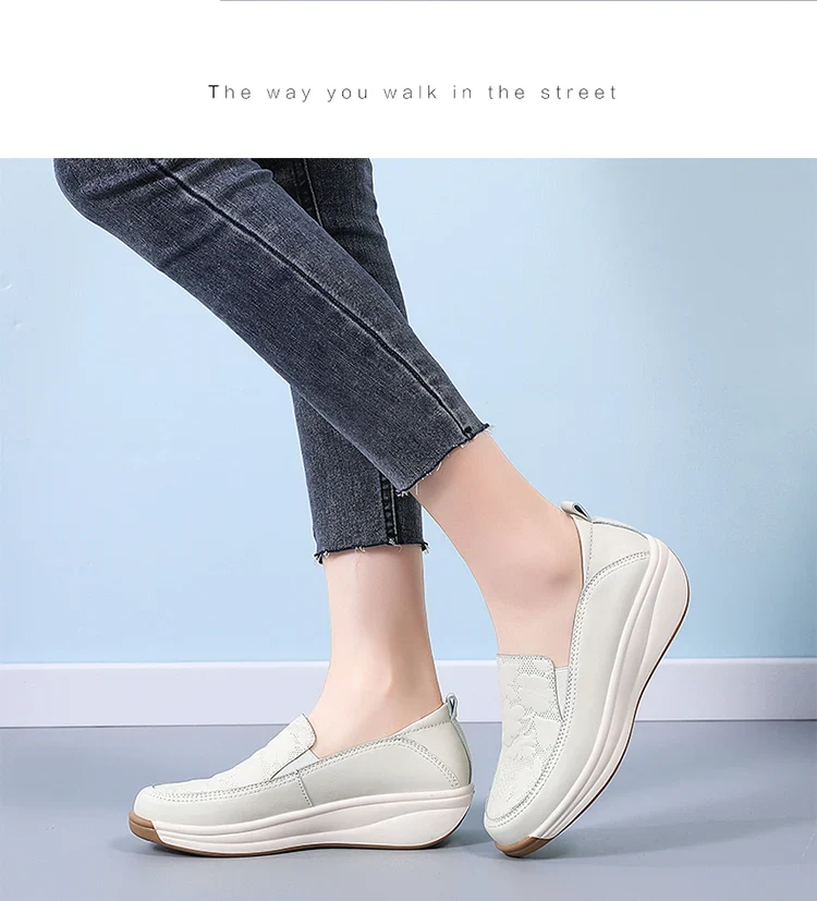 New women's 43 casual shoes, 100% genuine leather breathable and fashionable leather shoes for walking