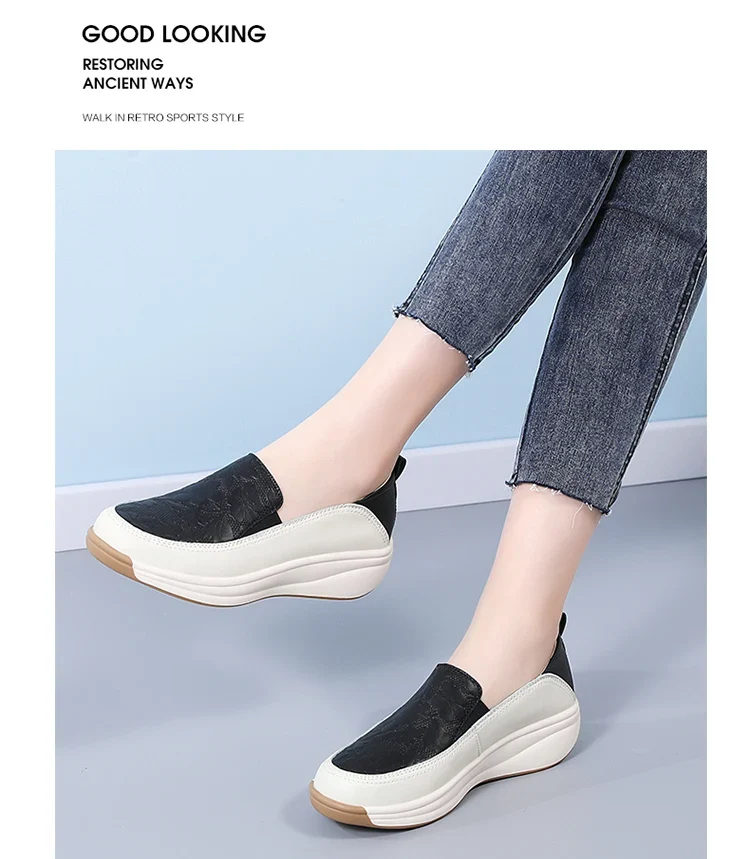 New women's 43 casual shoes, 100% genuine leather breathable and fashionable leather shoes for walking
