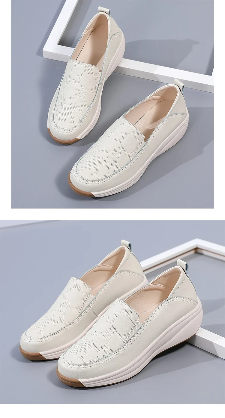 New women's 43 casual shoes, 100% genuine leather breathable and fashionable leather shoes for walking