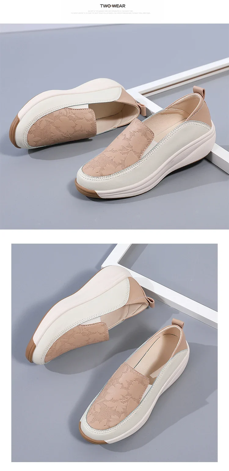New women's 43 casual shoes, 100% genuine leather breathable and fashionable leather shoes for walking