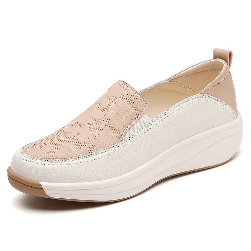 New women's 43 casual shoes, 100% genuine leather breathable and fashionable leather shoes for walking