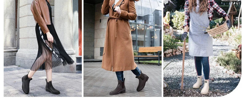 Evshine Fashion Short Rain Shoes For Women New Lady Chelsea Boots Outdoor Anti-slip Waterproof Rain Boots Sodt Rubber Ankle Boot