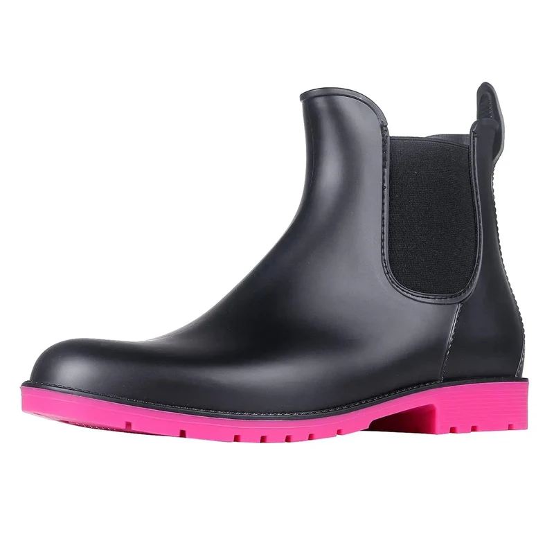 Evshine Fashion Short Rain Shoes For Women New Lady Chelsea Boots Outdoor Anti-slip Waterproof Rain Boots Sodt Rubber Ankle Boot