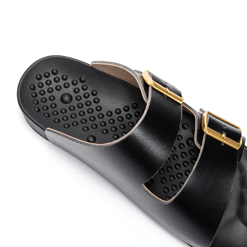 New Summer Beach Soft base massage Slippers Casual Double Buckle Non-slip Clogs Slides Women Men Slip on Flip Flop Shoe