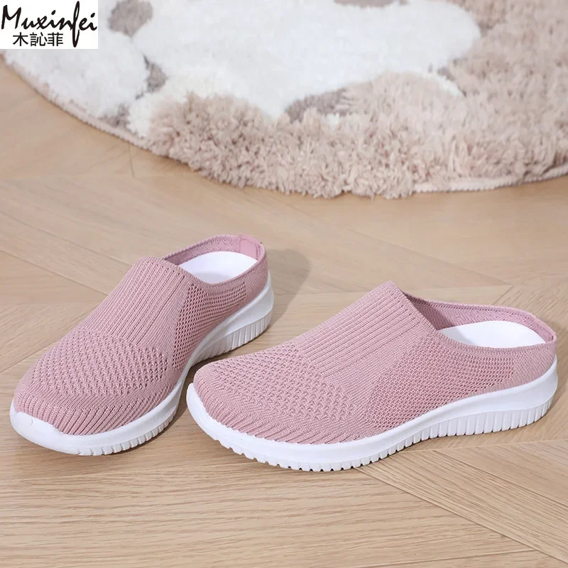 Women's Summer Shoes Plus Size Casual Single Ladies Shoes Soft Sole Cover Half Slippers Sale Shoes with Free Shipping