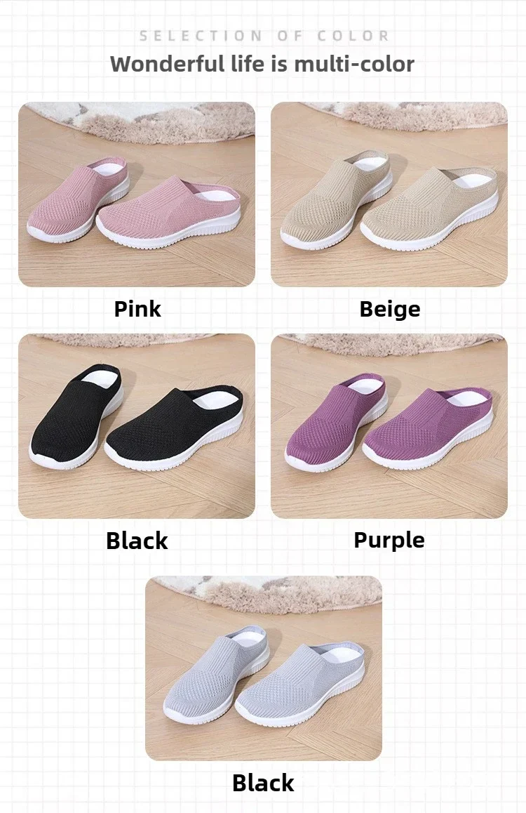 Women's Summer Shoes Plus Size Casual Single Ladies Shoes Soft Sole Cover Half Slippers Sale Shoes with Free Shipping