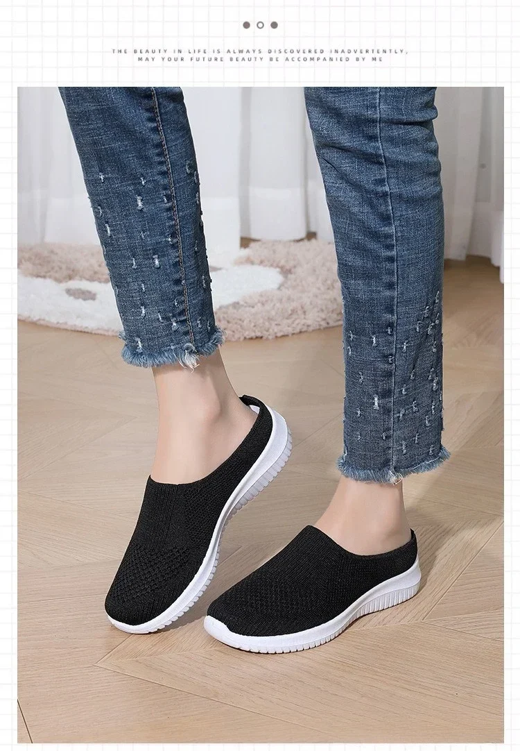 Women's Summer Shoes Plus Size Casual Single Ladies Shoes Soft Sole Cover Half Slippers Sale Shoes with Free Shipping