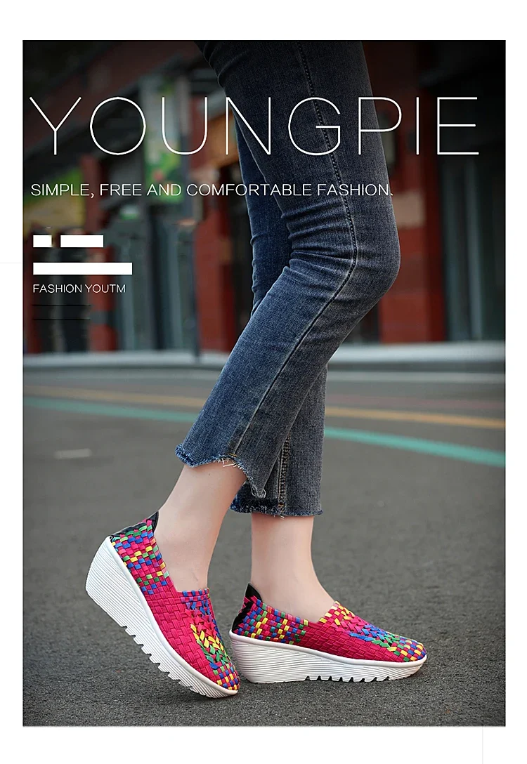 New Women Sneakers Summer Casual Shoes Woven Flat Platform Women's Shoes Breath Loafers Lady Footwear Soft Zapatos Plus Size 42