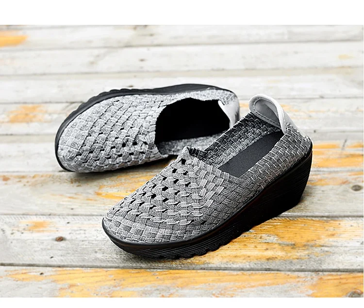 New Women Sneakers Summer Casual Shoes Woven Flat Platform Women's Shoes Breath Loafers Lady Footwear Soft Zapatos Plus Size 42