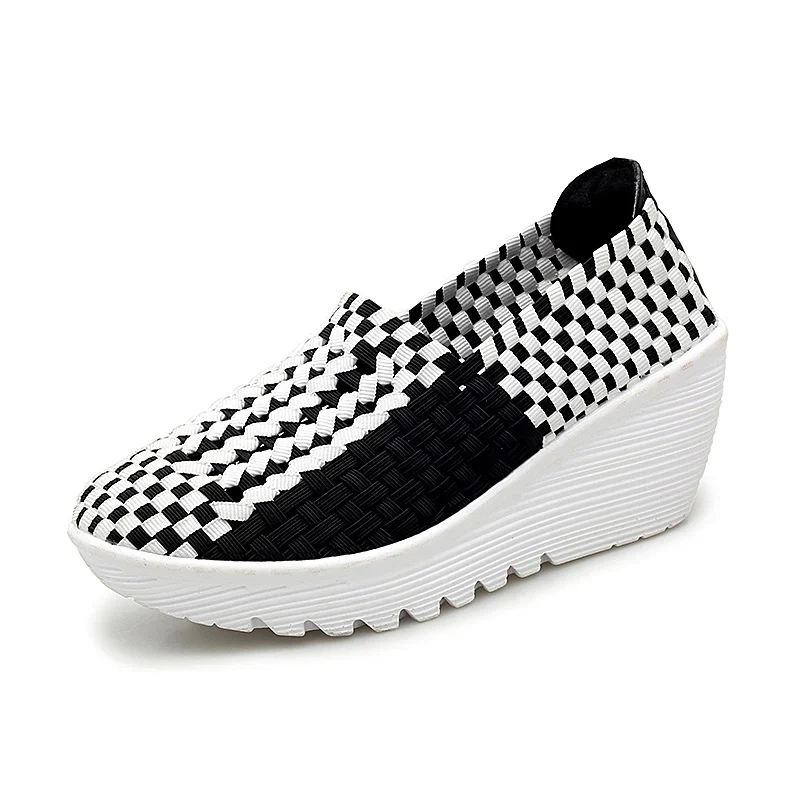 New Women Sneakers Summer Casual Shoes Woven Flat Platform Women's Shoes Breath Loafers Lady Footwear Soft Zapatos Plus Size 42
