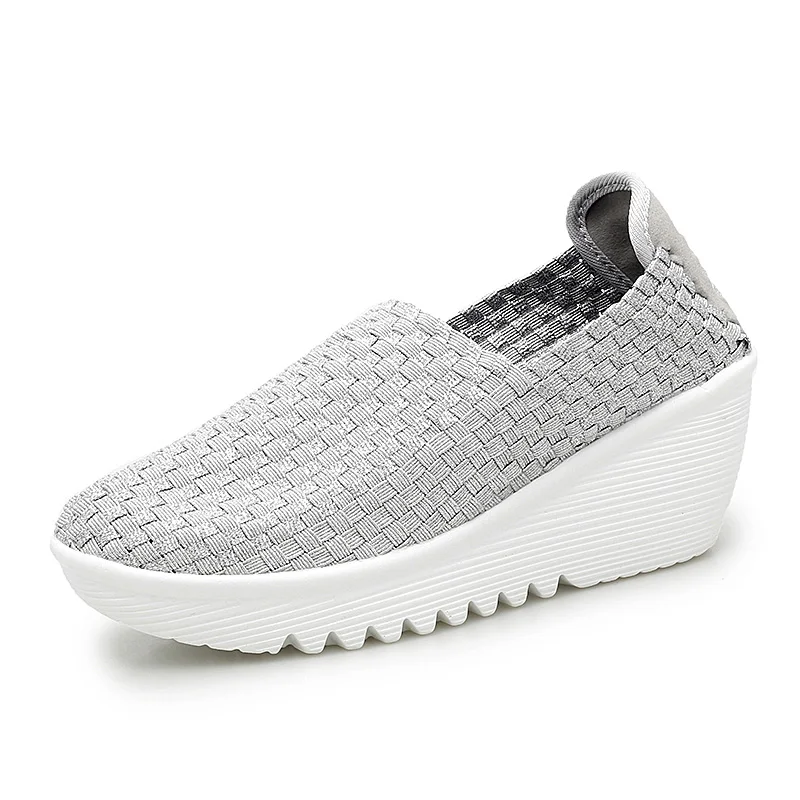 New Women Sneakers Summer Casual Shoes Woven Flat Platform Women's Shoes Breath Loafers Lady Footwear Soft Zapatos Plus Size 42