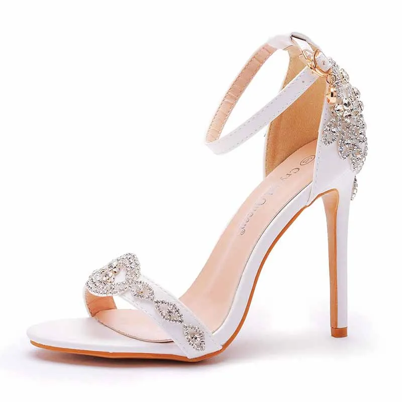 Women Sandals Summer High Heels Peep Toes Bridal Shoes Party Luxury diamond Ladies White Wedding Shoe