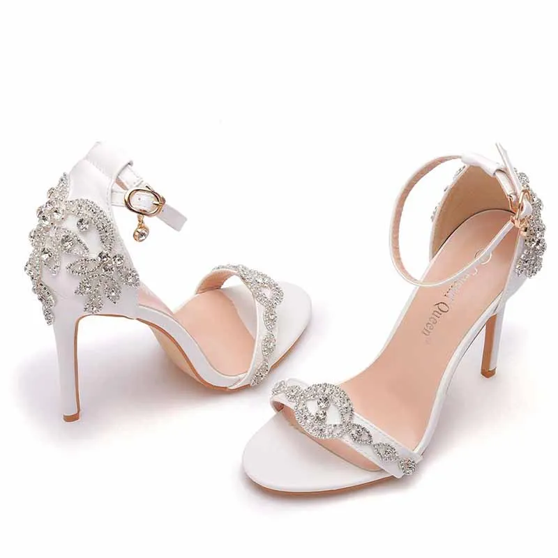 Women Sandals Summer High Heels Peep Toes Bridal Shoes Party Luxury diamond Ladies White Wedding Shoe