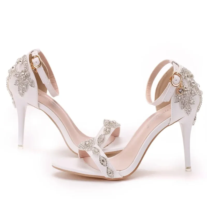Women Sandals Summer High Heels Peep Toes Bridal Shoes Party Luxury diamond Ladies White Wedding Shoe