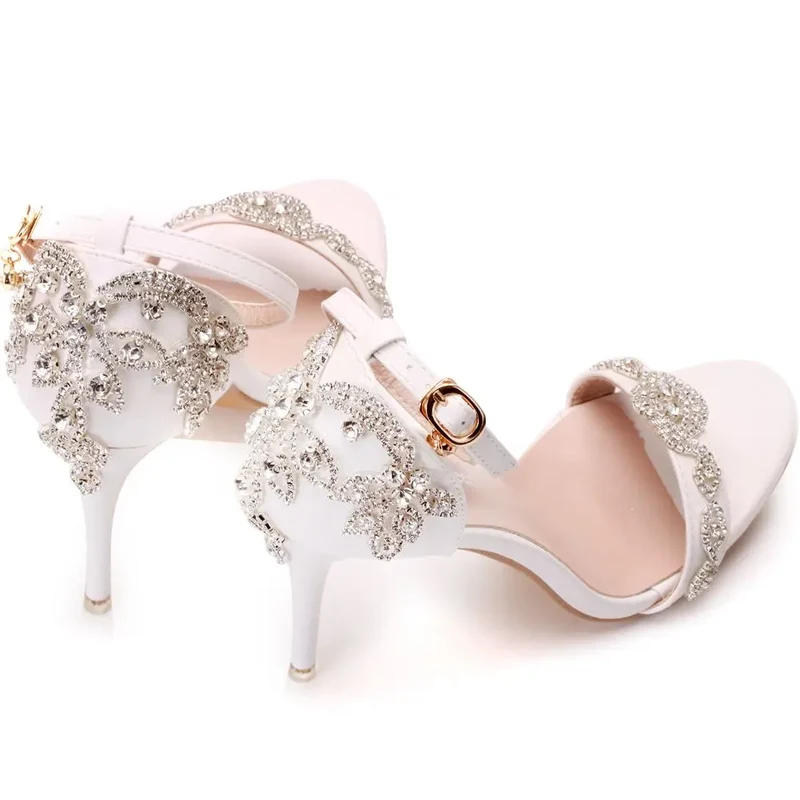 Women Sandals Summer High Heels Peep Toes Bridal Shoes Party Luxury diamond Ladies White Wedding Shoe