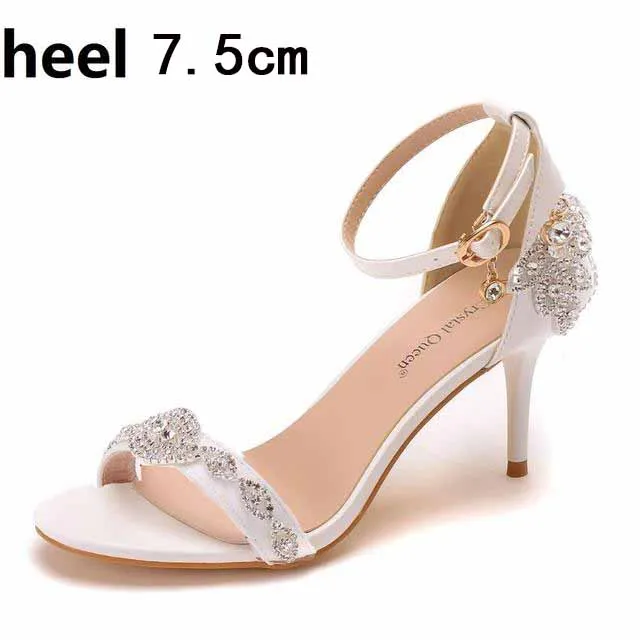 Women Sandals Summer High Heels Peep Toes Bridal Shoes Party Luxury diamond Ladies White Wedding Shoe