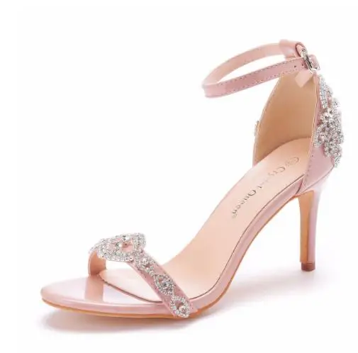 Women Sandals Summer High Heels Peep Toes Bridal Shoes Party Luxury diamond Ladies White Wedding Shoe