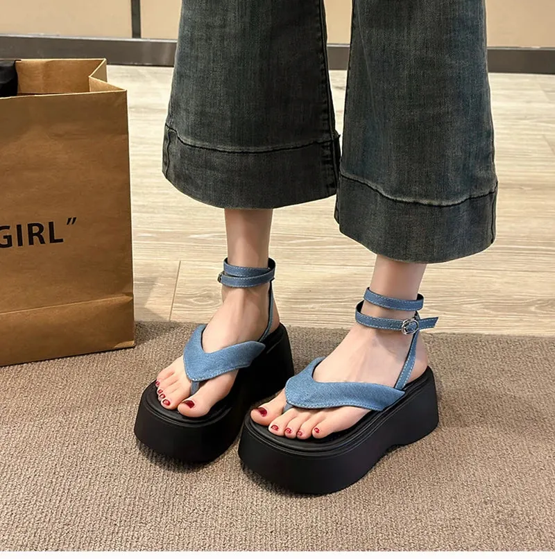 Summer Women Platform Wedges Heel Sandals Fashion Clip Toe Ladies Elegant Party Dress Gladiator Sandalias