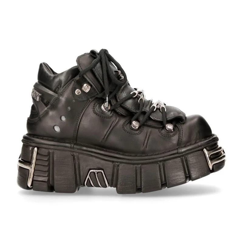 2025 Celebrity Inspired Heavy Metal Platform High-Top Shoes Women Punk Small Leather Shoes Gothic Dark Motorcycle Boots Fashion