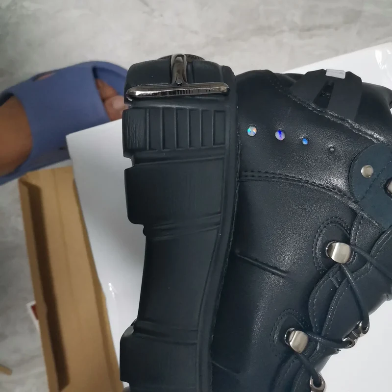 2025 Celebrity Inspired Heavy Metal Platform High-Top Shoes Women Punk Small Leather Shoes Gothic Dark Motorcycle Boots Fashion