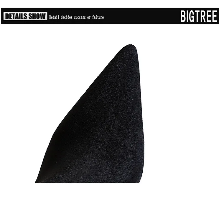 BIGTREE Shoes Suede Ankle Boots For Women Heels Winter Boots Pointed Stilettos High-heeled Boots Side Zipper Black Short Boots