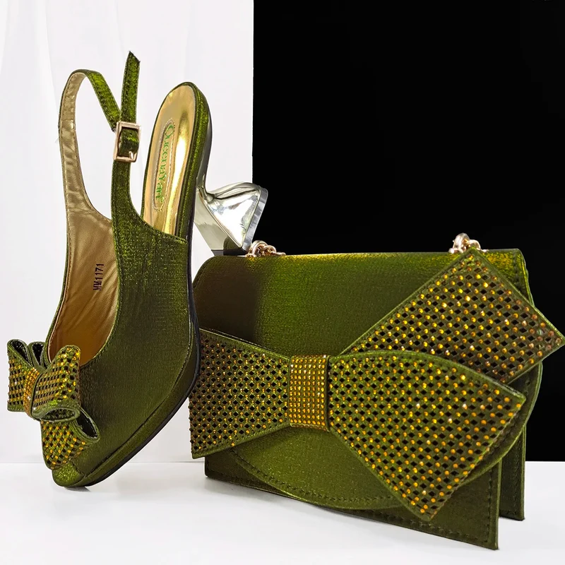 Doershow Lastest Italian Design Fashion Style Ladies Shoes with Matching Bag Set 2025 Nigerian Shoes and Bag Set HL1-1