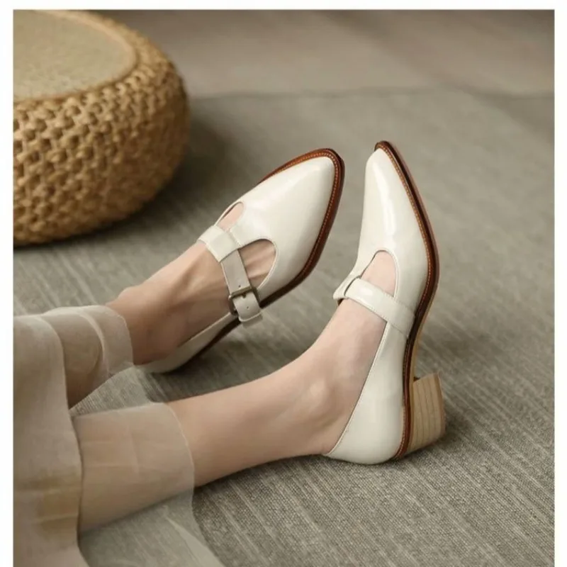Ladies Shoes 2024 New Mary Janes Women's High Heels Fashion Buckle Strap Office and Career High Quality Pointed Toe Heels Women