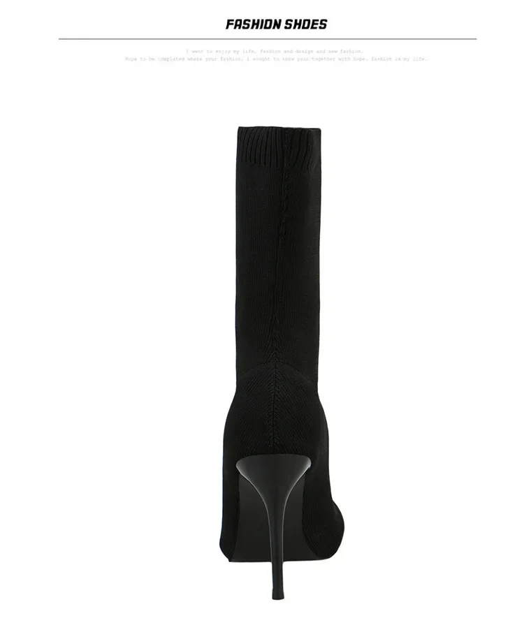 Comemore Knitting Stretch High Heels for Women Fashion Shoe 2025 Spring Autumn Ankle Boot Female Sexy Sock Boots Plus Size 34 42