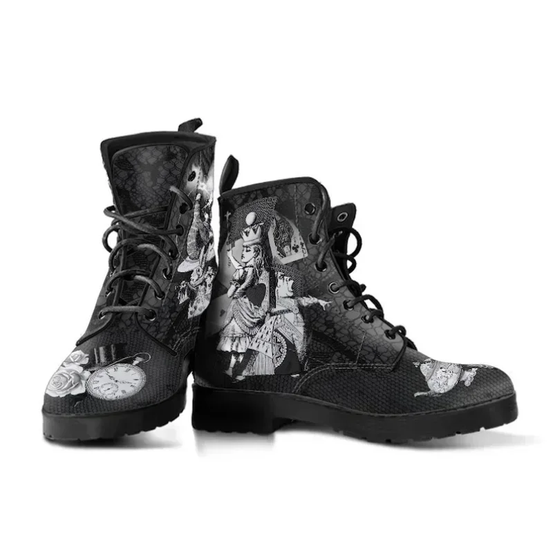 2022 Skull Flower Print High-Top Sneakers Women Boot Autumn Winter Fashion Woman Ankle Boots Adult Botas Mujer Plus Size 43