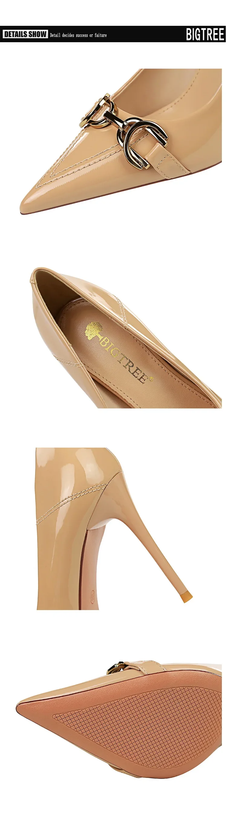 Luxury Design Women 10cm High Heels Metal Buckle Green Pumps Lady Plus Size Wedding Stiletto Heels Party Nude Replica Prom Shoes