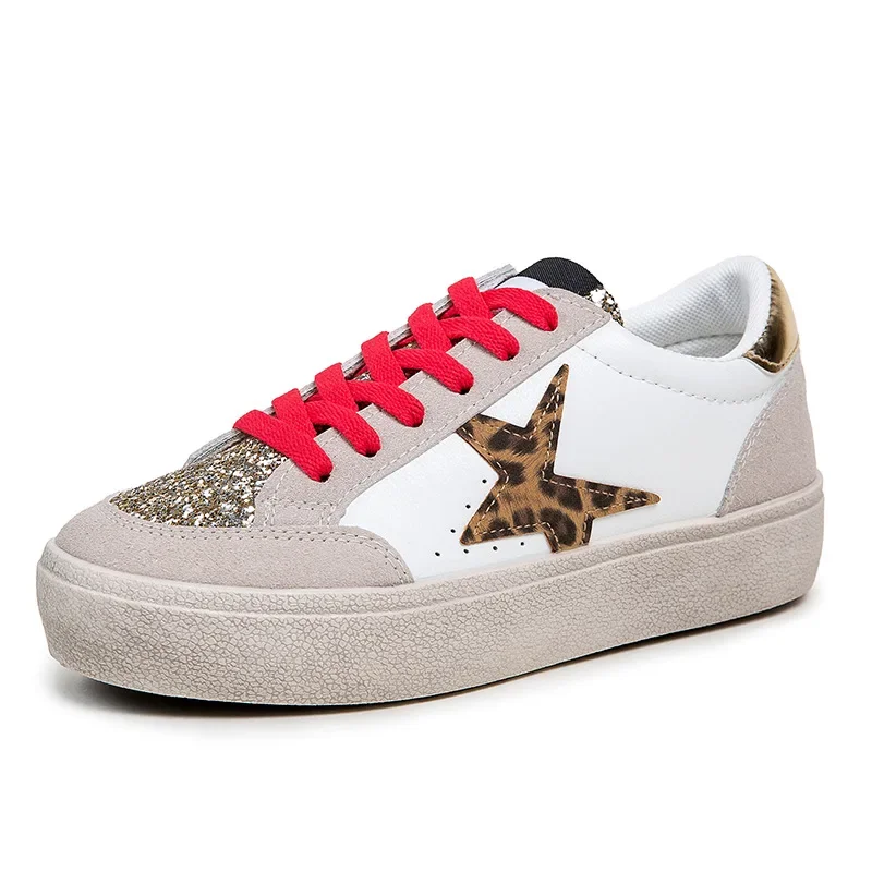 Kalsooni 2024 Autumn New Lightweight Sneakers Non-slip SoftThick Sole Casual Shoes for Women Sequins Star Patchwork Shoes