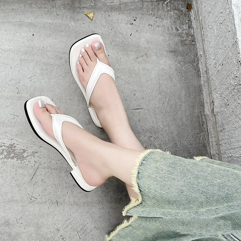 Women Solid Slippers Outdoor Light Weight Cool Shoes Ladies Flat Flip-flop Non-slip Basic Home Sandals Pantuflas Mujer