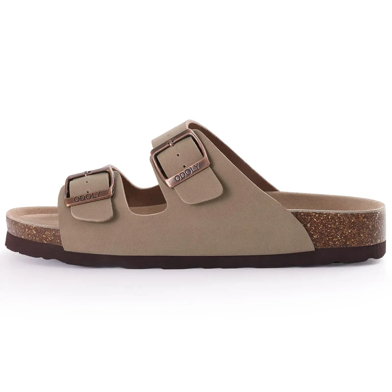 Crestar Women's Cork Footbed Slide Sandal Adjustable Buckle Summer Outdoor Suede Sandals with Arch Support Non-slip Beach Shoes
