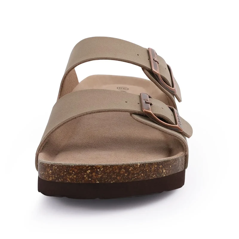 Crestar Women's Cork Footbed Slide Sandal Adjustable Buckle Summer Outdoor Suede Sandals with Arch Support Non-slip Beach Shoes