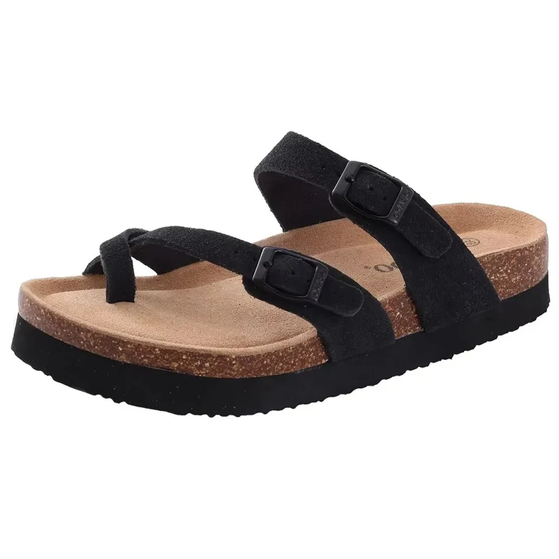 Crestar Women's Cork Footbed Slide Sandal Adjustable Buckle Summer Outdoor Suede Sandals with Arch Support Non-slip Beach Shoes