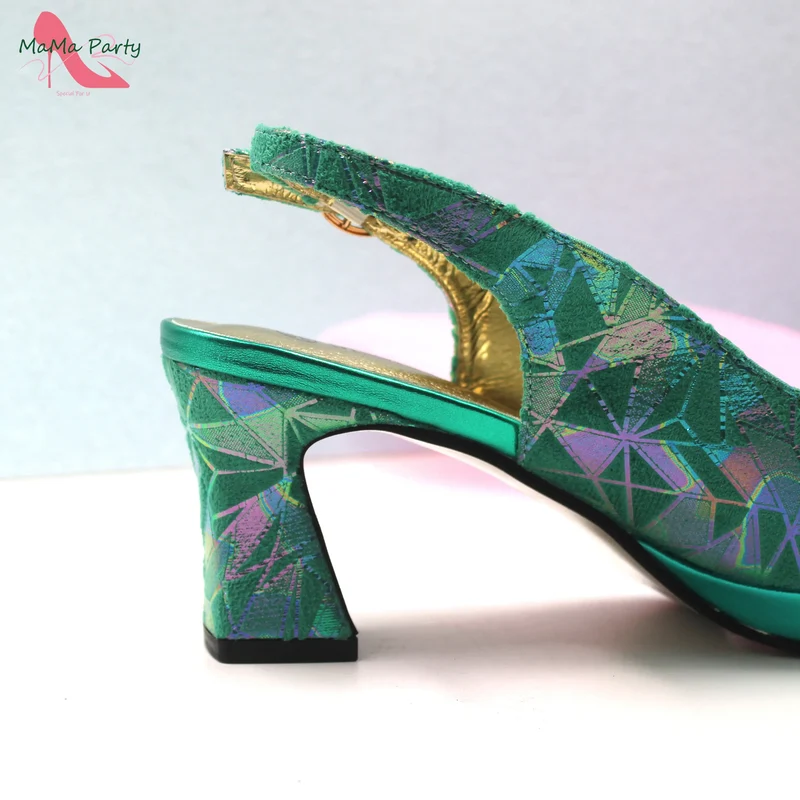 Fashion Peep Toe Sandals Italian Design Nigerian Shoes and Bag Set in Fuchsia Color Sweet Style for Wedding Party