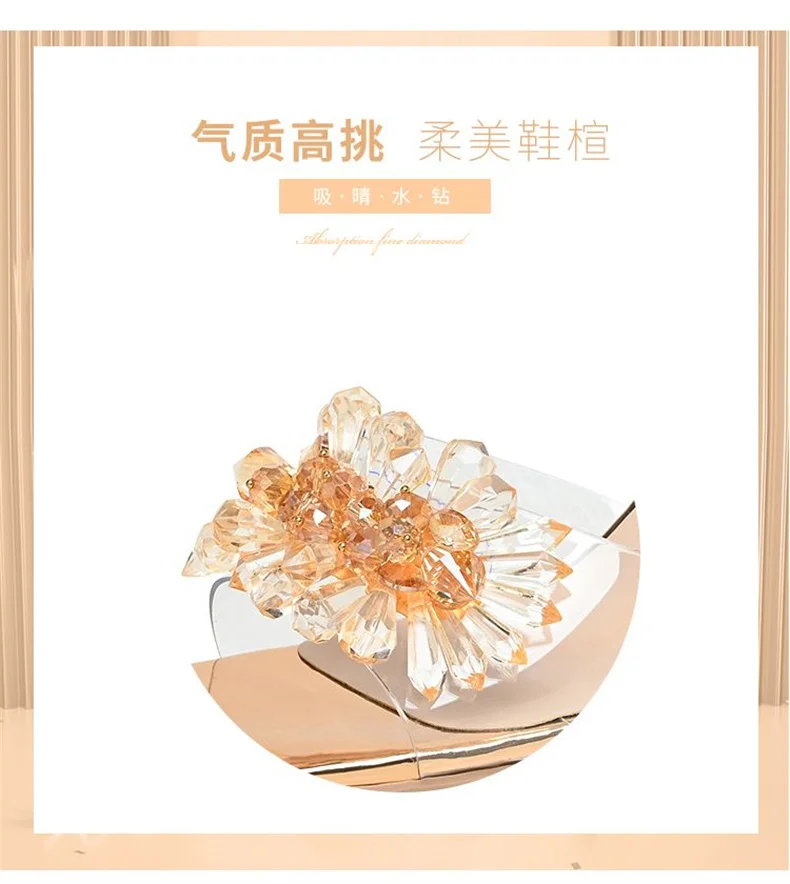 2023 Summer Square Head Open Toe Fashion Transparent Soft Flower Women's Slippers Crystal Heel New High Heel Sandals