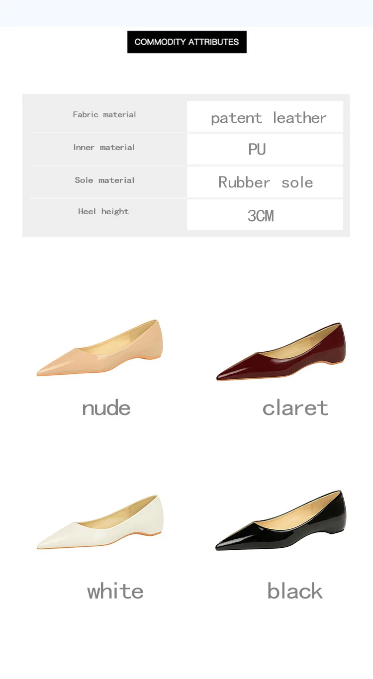 Patent Leather Women Flats Lady Sexy Evening Party Slip On Flat Shoes Women Sharp Pointed Low Heel Shoes Leisure Female Shoes