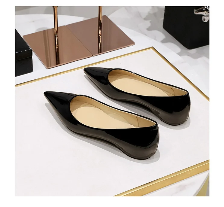 Patent Leather Women Flats Lady Sexy Evening Party Slip On Flat Shoes Women Sharp Pointed Low Heel Shoes Leisure Female Shoes
