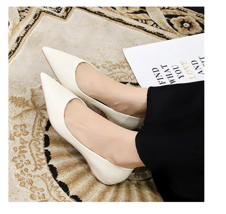 Patent Leather Women Flats Lady Sexy Evening Party Slip On Flat Shoes Women Sharp Pointed Low Heel Shoes Leisure Female Shoes