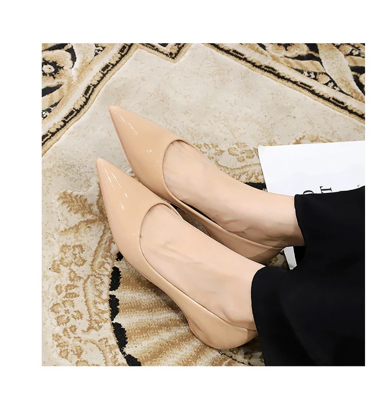Patent Leather Women Flats Lady Sexy Evening Party Slip On Flat Shoes Women Sharp Pointed Low Heel Shoes Leisure Female Shoes
