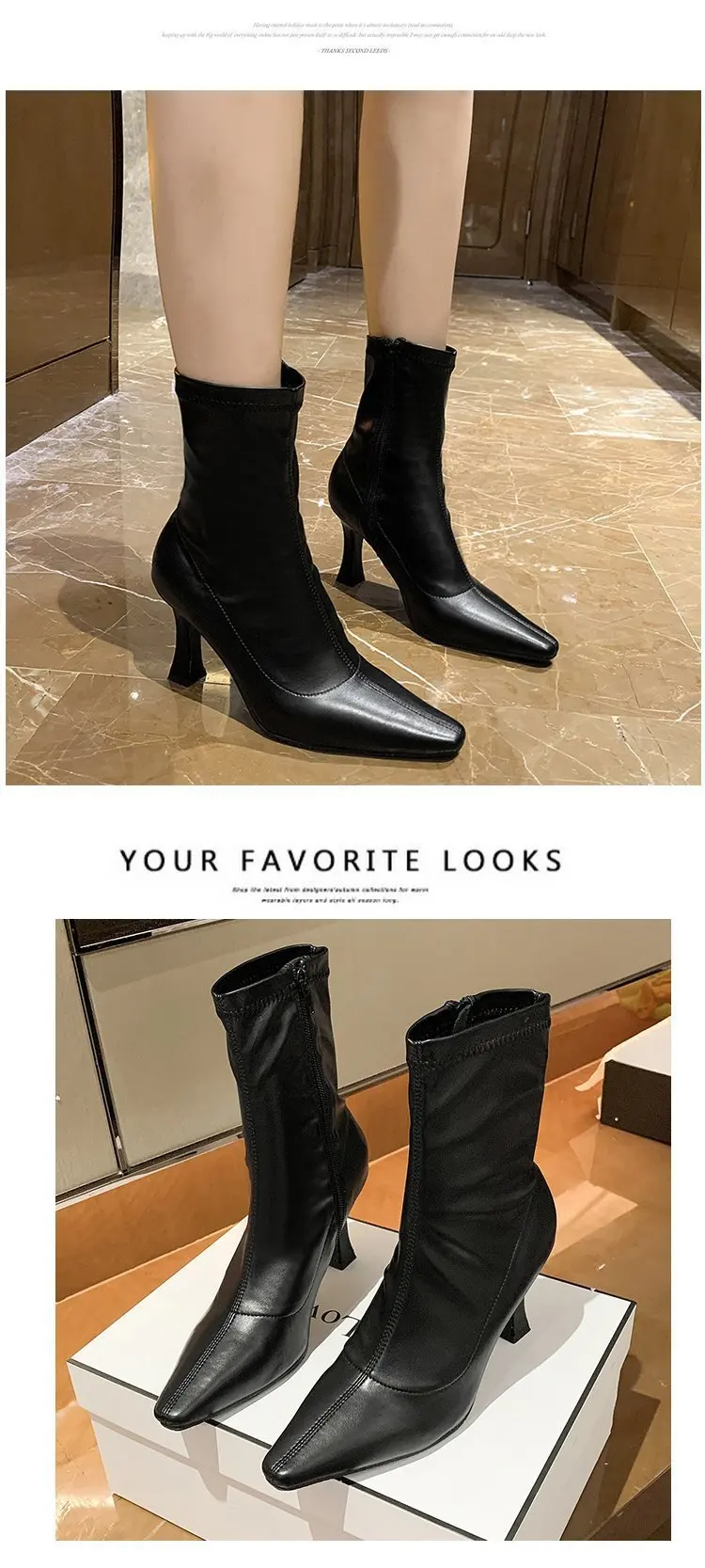 Women High Heel Short Leather Boots New Boots Female Pointed Thin Heel Boots Ladies Ankle Short Boots Botas De Mujer 2024